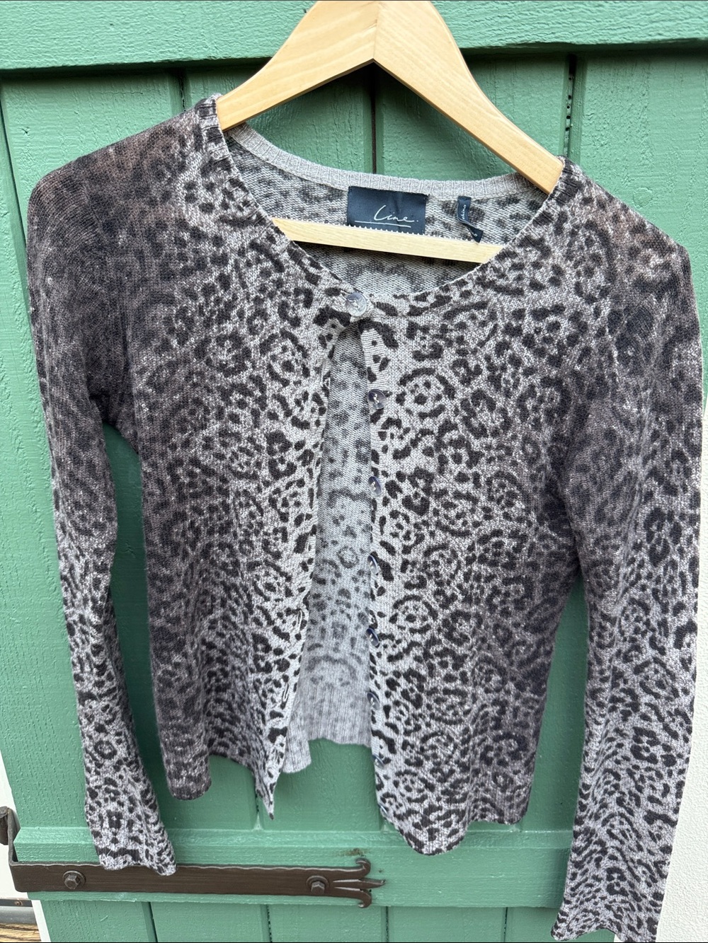 Cashmere/Wool Leopard-Print Open-Front Cardigan